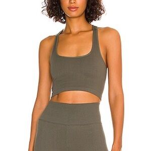 SPIRITUAL GANGSTER ATHENA CROP TANK in Burnt Olive
